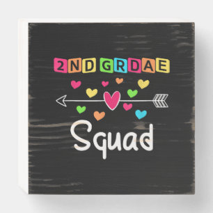 2nd grade Teacher Shirts School Team Second Grade Wooden Box Sign