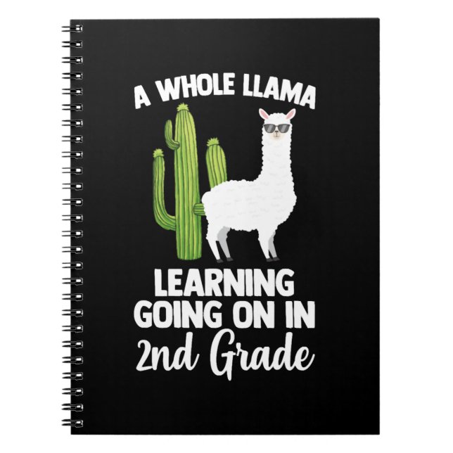 2nd Grade Teacher Student Kids Back To School Llam Notebook (Front)