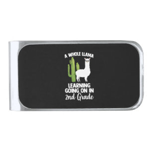 2nd Grade Teacher Student Kids Back To School Llam Silver Finish Money Clip