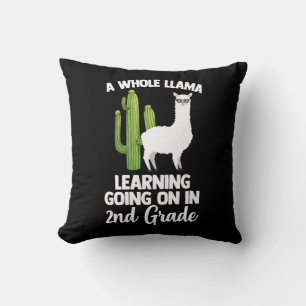2nd Grade Teacher Student Kids Back To School Llam Throw Pillow