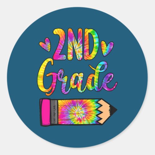 2nd Grade Teacher Tie Dye Back To School Gifts  Classic Round Sticker