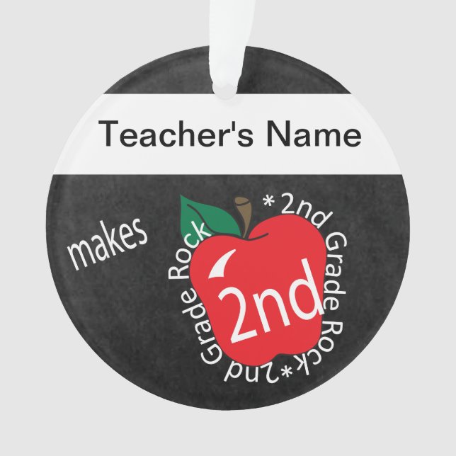 2nd Grade 🍎 Teachers Rock | Chalkboard Ornament (Front)