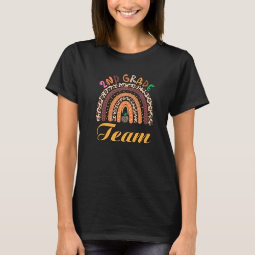 2nd Grade Team Leopard Rainbow Colorful Back To Sc T_Shirt
