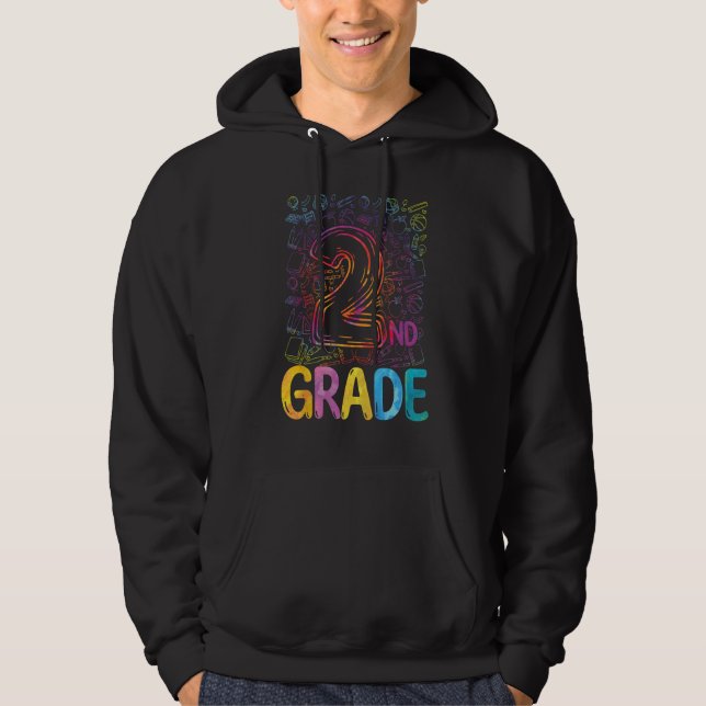 2nd Grade Tie Dye Teachers Kids Back to School 202 Hoodie (Front)