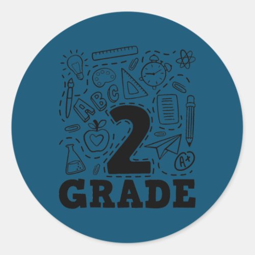 2nd Grade Typography Teacher Life Student Back To Classic Round Sticker