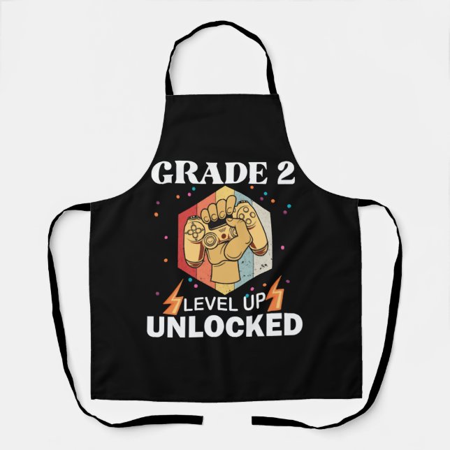 2nd Grade Unlocked Level Up Back To School First Apron (Front)