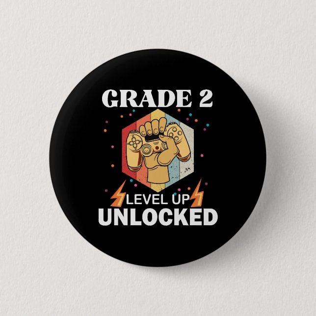 2nd Grade Unlocked Level Up Back To School First Button (Front)