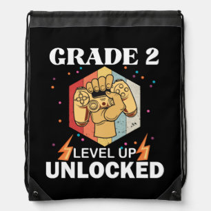 2nd Grade Unlocked Level Up Back To School First Drawstring Bag