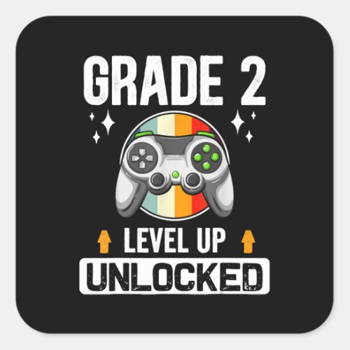 2nd Grade Unlocked Level Up Back To School Second  Square Sticker