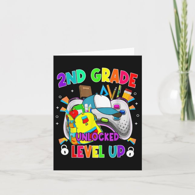 2nd Grade Unlocked Level Up Video Game First Day O Card (Front)