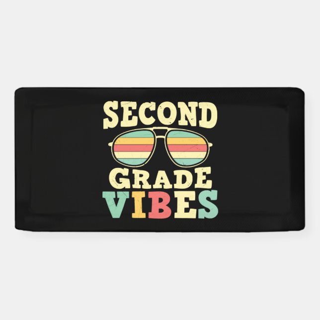 2nd grade vibes 2nd grade colorful shirt banner (Horizontal)