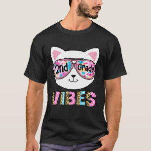 2Nd Grade Vibes Back O School Cat Girl Ie Dye Leop T-Shirt
