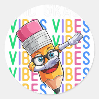 2nd Grade Vibes Back to School Boys Teachers 2nd G Classic Round Sticker