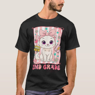 2Nd Grade Vibes Back To School Cat For Girls Kids T-Shirt