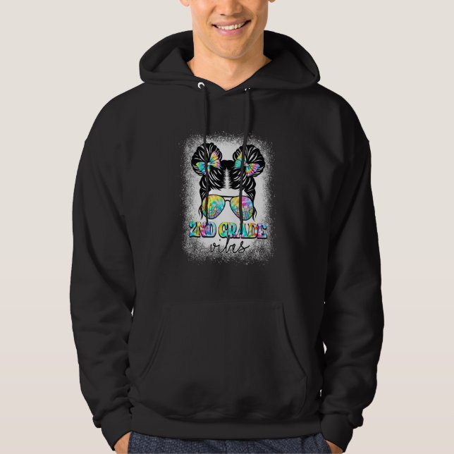 2nd Grade Vibes Messy Hair Bun Girl Back To School Hoodie (Front)