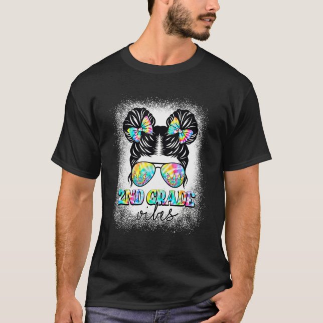 2nd Grade Vibes Messy Hair Bun Girl Back To School T-Shirt (Front)