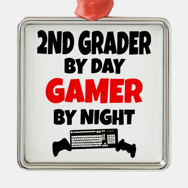 2nd Grader by Day Gamer by Night Metal Ornament (Front)