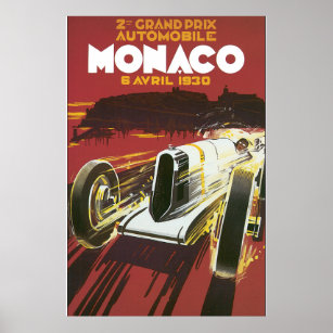 2nd Grand Prix Monaco Vintage Travel Poster