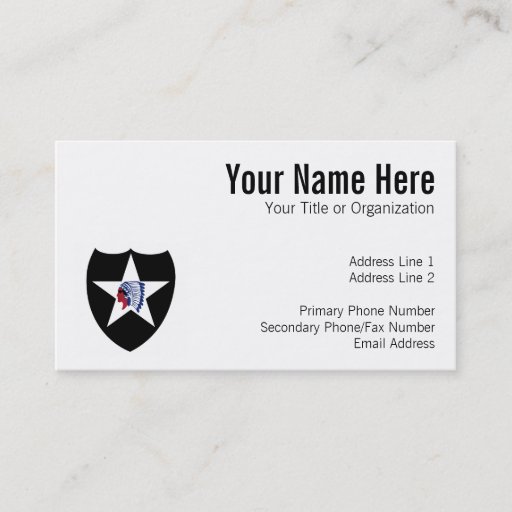 Customizable 2nd ID Class A Patch Business Card
