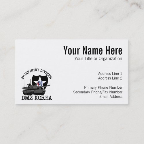 2nd ID DMZ Korea Vet Business Card Templates