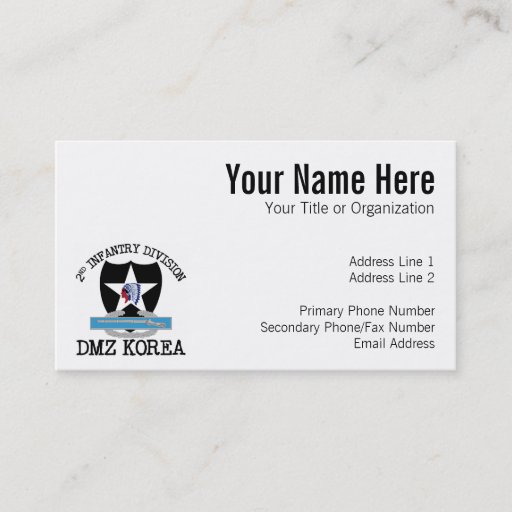 Customizable 2nd ID Korea DMZ Vet with CIB Business Cards