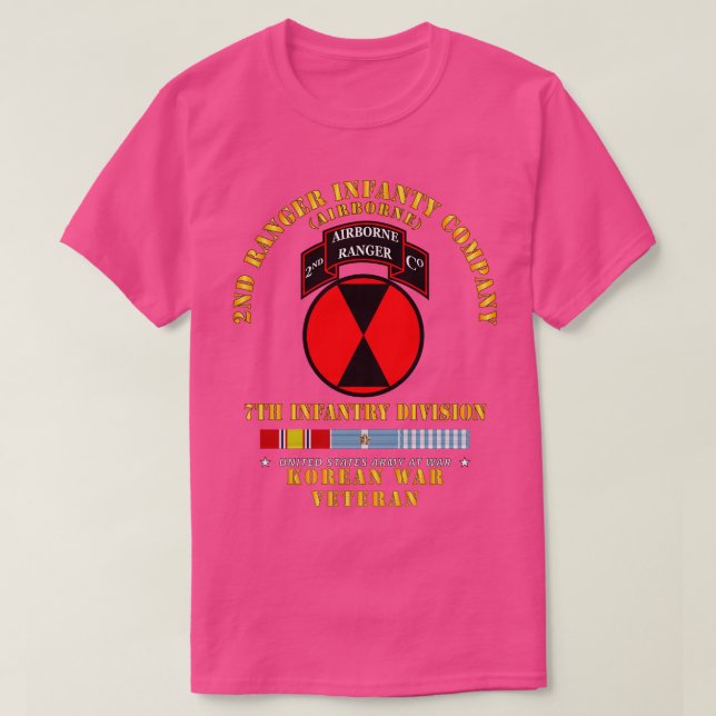 2nd Inf Company 7th ID w KOREA SVC X T-Shirt (Design Front)