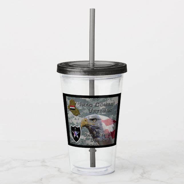 2nd Infantry Div Iraq Combat Veteran Acrylic Tumbl Acrylic Tumbler (Front)