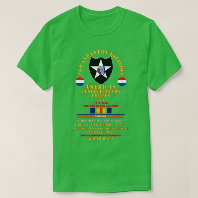 2nd Infantry Division AEF WWI X T-Shirt (Design Front)