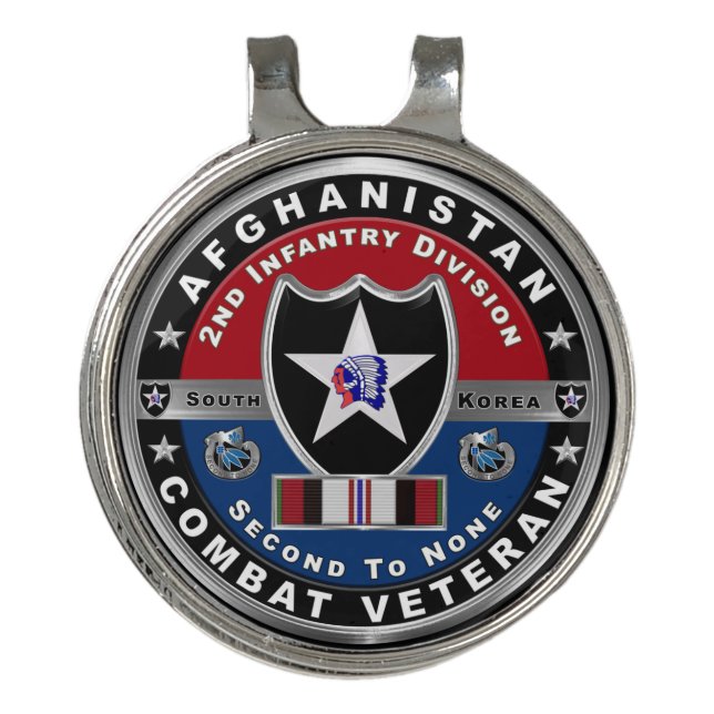 2nd Infantry Division Afghanistan Veteran  Golf Hat Clip (Front)