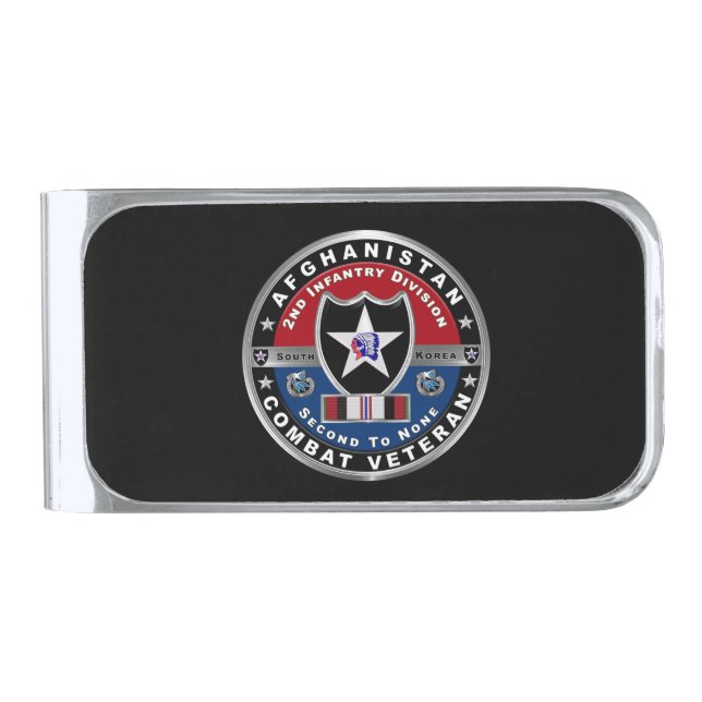 2nd Infantry Division Afghanistan Veteran Silver Finish Money Clip (Front)