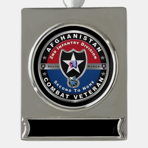 2nd Infantry Division Afghanistan Veteran  Silver Plated Banner Ornament