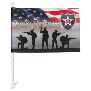 2nd Infantry Division Army Veteran Car Flag