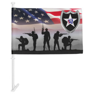 2nd Infantry Division Army Veteran Car Flag