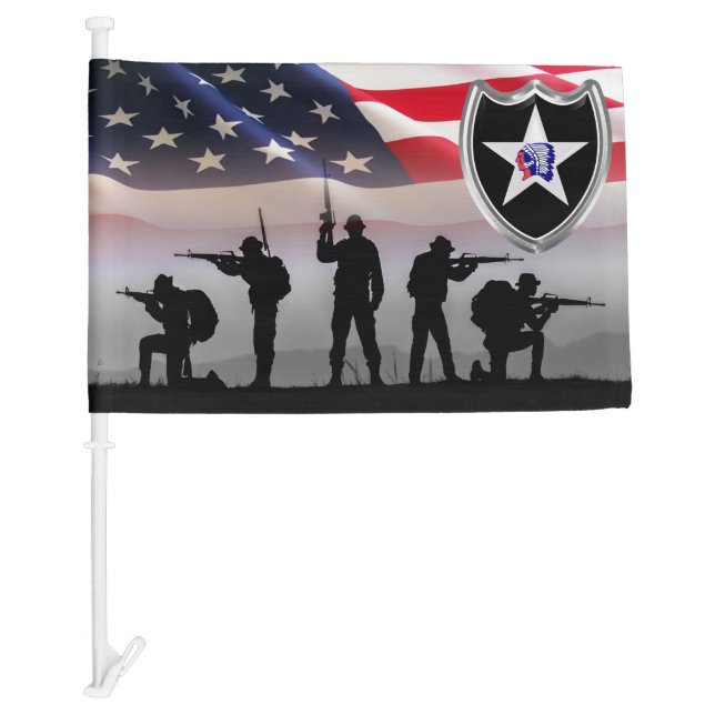 2nd Infantry Division Army Veteran Car Flag (Front)