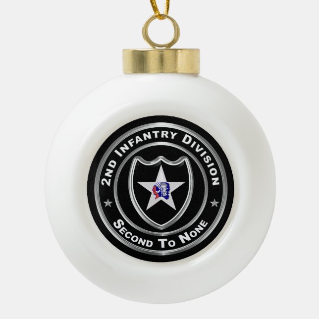 2nd Infantry Division  Ceramic Ball Christmas Ornament (Front)