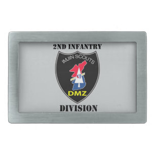 2nd Infantry Division - Imjin Scouts With Text Rectangular Belt Buckle