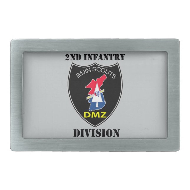 2nd Infantry Division - Imjin Scouts With Text Rectangular Belt Buckle (Front)