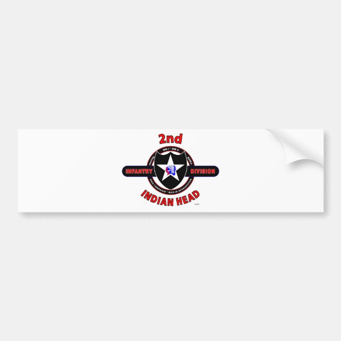 2ND INFANTRY DIVISION "INDIAN HEAD" BUMPER STICKER