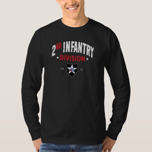 2nd Infantry Division Indianhead Distressed Long T_Shirt