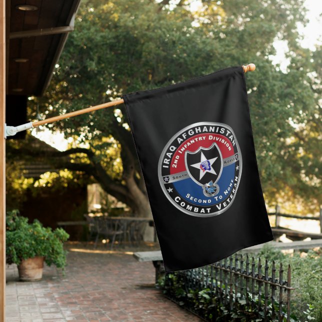 2nd Infantry Division Iraq Afghanistan Combat Vet House Flag (In SItu)