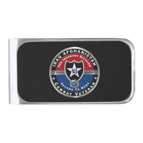 2nd Infantry Division Iraq  Afghanistan Veteran Silver Finish Money Clip