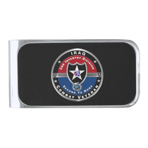 2nd Infantry Division Iraq Veteran Silver Finish Money Clip