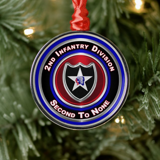 2nd Infantry Division Keepsake Christmas Metal Ornament (Tree)