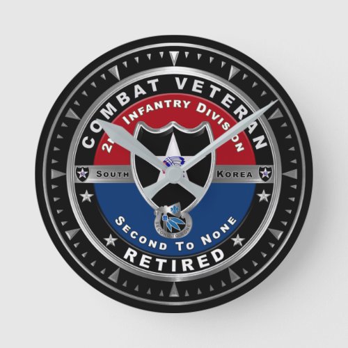 2nd Infantry Division Retired Combat Veteran Round Clock