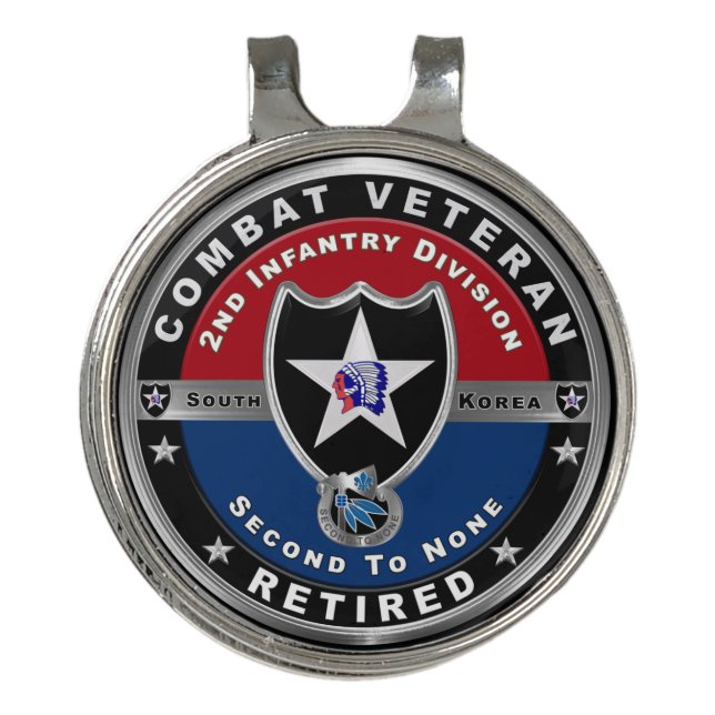 2nd Infantry Division Retired Golf Hat Clip (Front)