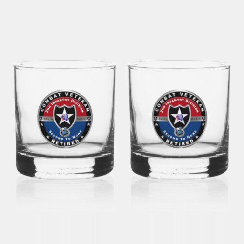 2nd Infantry Division Retired Whiskey Glass