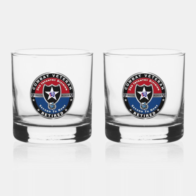 2nd Infantry Division Retired Whiskey Glass (Front)