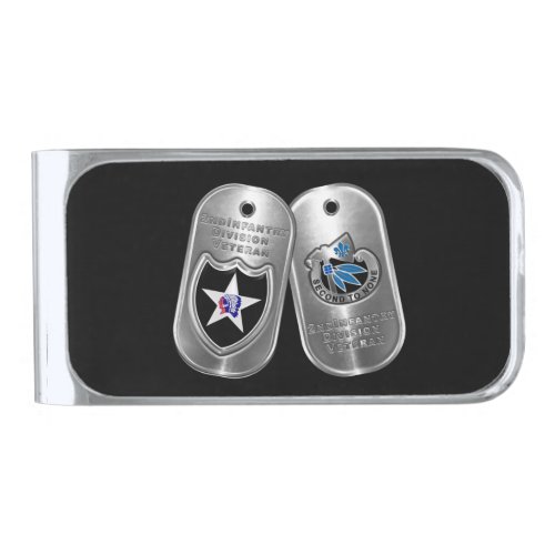 2nd Infantry Division Second To None Dog Tags Silver Finish Money Clip