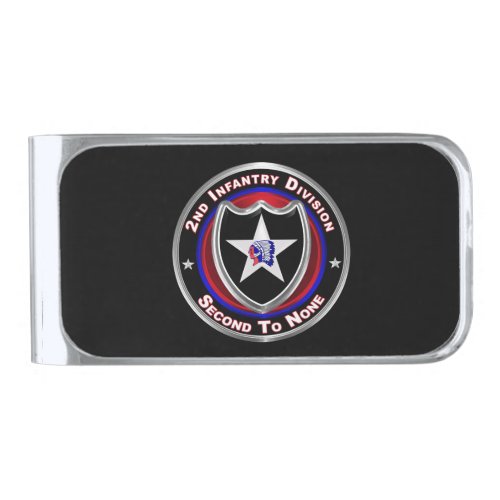 2nd Infantry Division Second To None  Silver Finish Money Clip