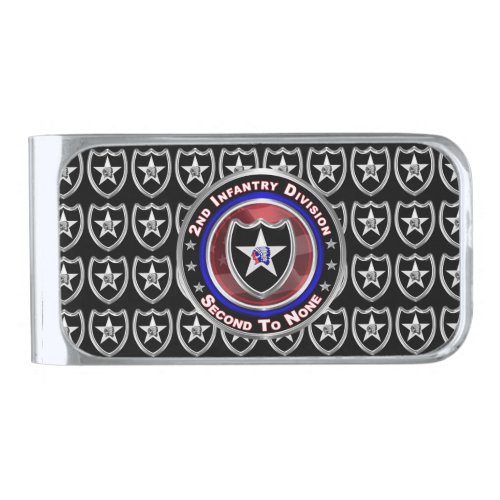2nd Infantry Division Second To None Silver Finish Money Clip